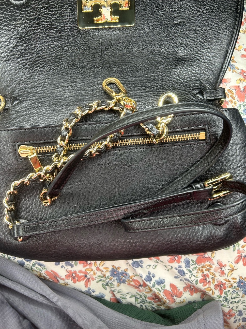 Tory Burch Black Leather Mini Crossbody with Gold Logo vintage - Picture 11 of 14